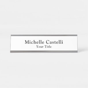 Placa De Mesa Branco preto simples clássico exclusivo profission
