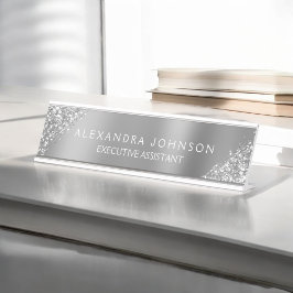 Placa De Mesa Brilhante de prata de luxo profissional moderno