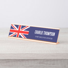 Placa De Mesa British Flag, United Kingdom Office