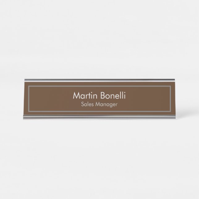 Placa De Mesa Brown Simple Modern Professional (Frente)