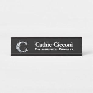 Placa De Mesa C Faux Diamond Desk Nameplate