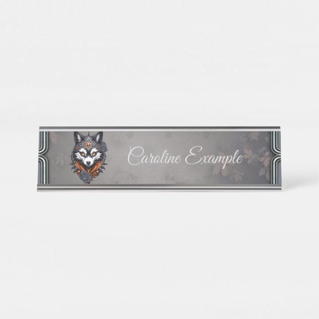 Placa De Mesa Cabeça de lobo majestoso, terminada em um profundo (Frente)