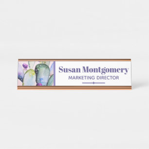 Placa De Mesa Cacto bonito & flores da aguarela   personalizado