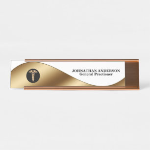 Placa De Mesa Caduceus Gold Black Médicos nomeiam desktop