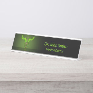 Placa De Mesa Caduco Médico Holístico Alternativo Folha Verde