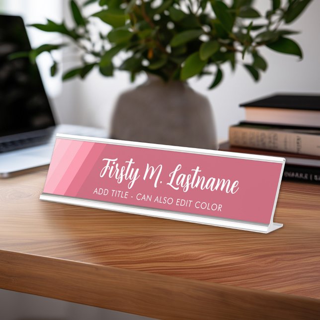 Placa De Mesa Caligrafia de nome e título - Rosa de faixas retro (Personalized Desk Sign with Name and Title - Custom Executive Name Plate)