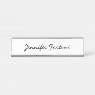 Placa De Mesa Caligrafia Elegante Preto e Branco Simples