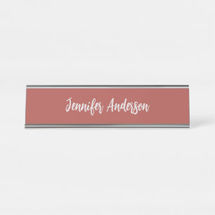 Placa De Mesa Caligrafia Vermelho Brick Personalizado Elegante