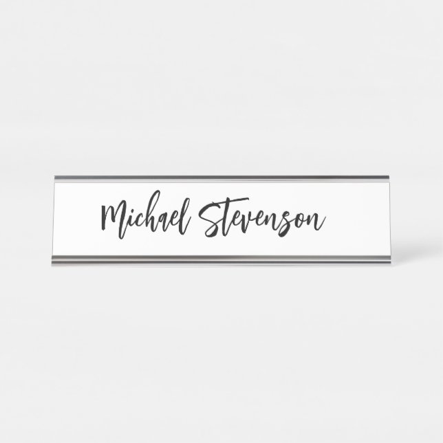 Placa De Mesa Caligrafia White Personalizada Simples Moderna Pre (Frente)