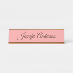 Placa De Mesa Calliografia Nome Personalizado Elegante Pastel Ve
