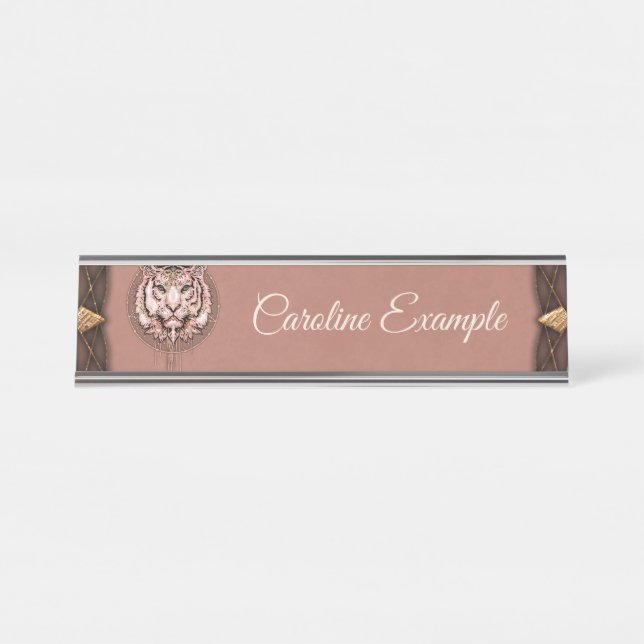 Placa De Mesa Captivação e representação artística de um tigre (Frente)