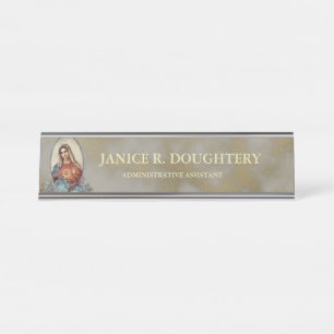 Placa De Mesa Católica Religiosa Virgem Cardíaca Imaculada Mar