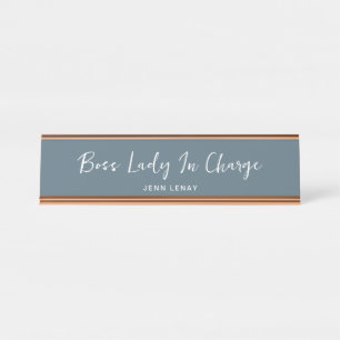 Placa De Mesa Chefe Lady Dusty Dourado Escritório Personalizado