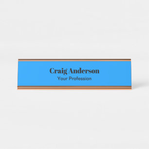 Placa De Mesa Chic Azul Brilhante Elegante Simples Profissional