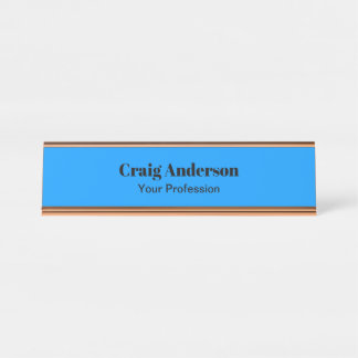 Placa De Mesa Chic Azul Brilhante Elegante Simples Profissional