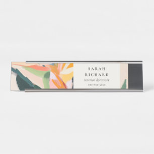 Placa De Mesa Chic Boho Colorido Ave do Paraíso Pintado Floral