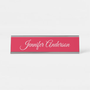 Placa De Mesa Chic Calliographic Elegante Cherry Red Personaliza
