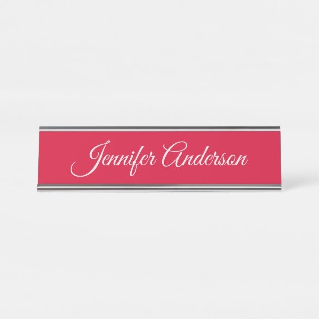 Placa De Mesa Chic Calliographic Elegante Cherry Red Personaliza (Frente)