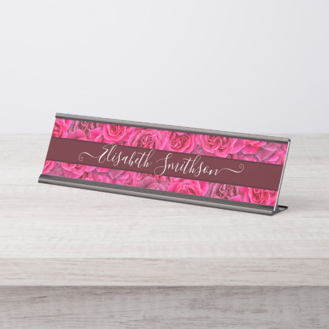 Placa De Mesa Chic Classy Elegant Custom Professional Floral (Frente)