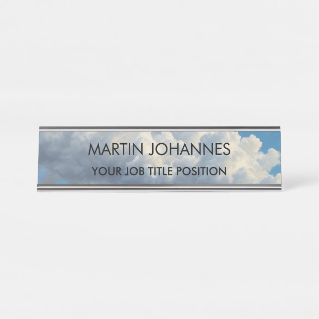Placa De Mesa Chic Elegant Plain Na moda Blue Sky & Clouds (Frente)
