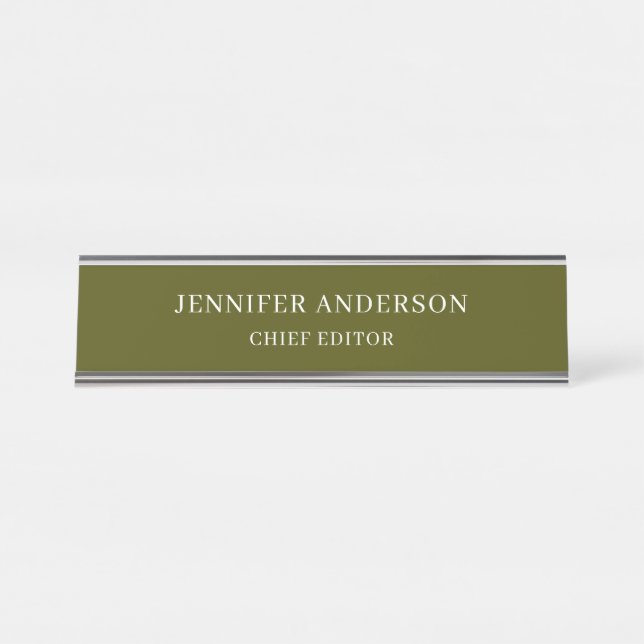 Placa De Mesa Chic Green Professional Modern Plain Minimalist (Frente)