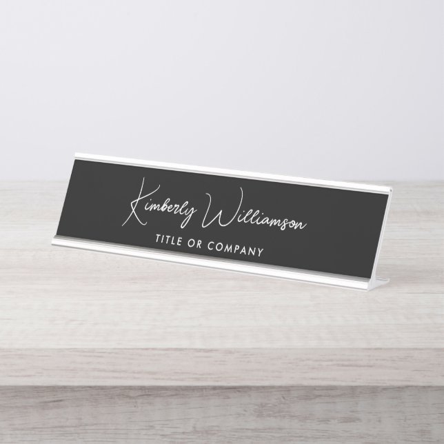Placa De Mesa Chic Script Professional Black (Frente)
