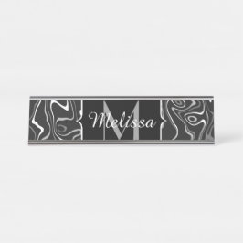 Placa De Mesa Cinza branca preta damascus abstrato swirls Monogr