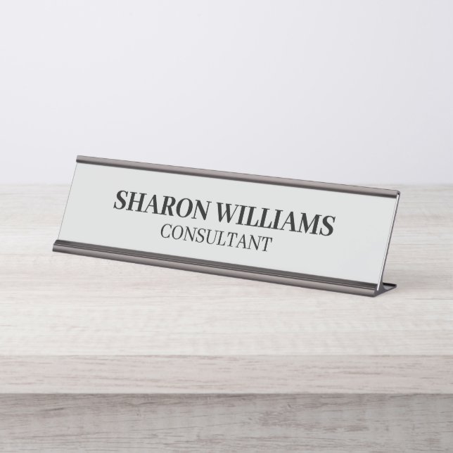 Placa De Mesa Cinza de luz profissional elegante - Mesa minimali (Frente)