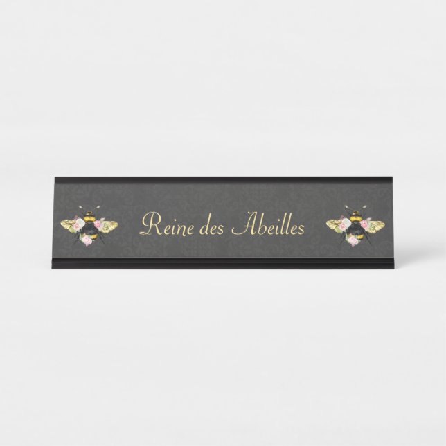 Placa De Mesa Cinza de Rosas Rosa-Rosa da Rainha Elegante, Doura (Frente)