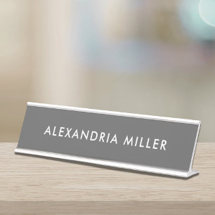 Placa De Mesa Cinza Personalizada Moderna