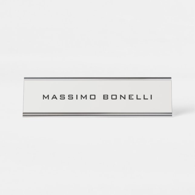 Placa De Mesa Cinza Platina Minimalista Moderna Legível (Frente)