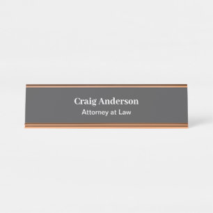 Placa De Mesa Cinza Profissional Simples Moderno Elegante
