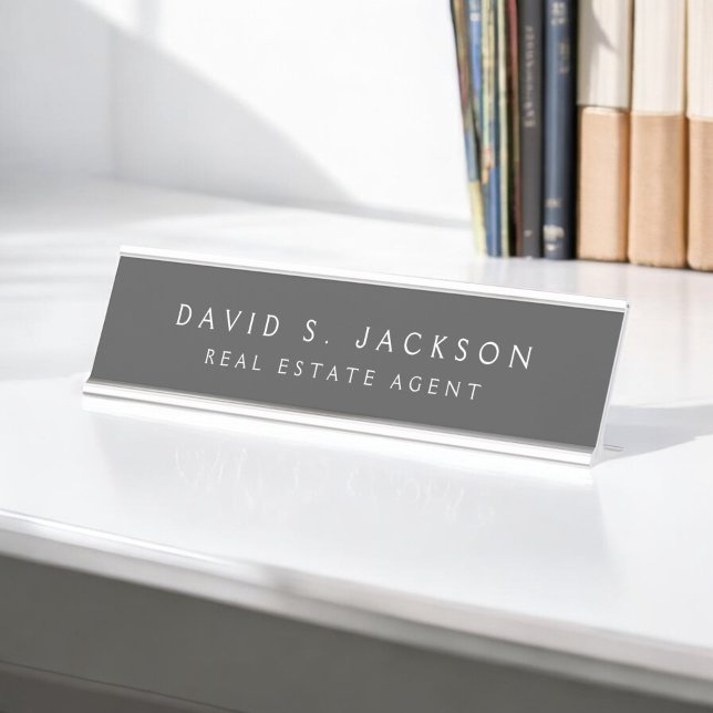 Placa De Mesa Cinza White Modern Elegant Professional Classy (Criador carregado)