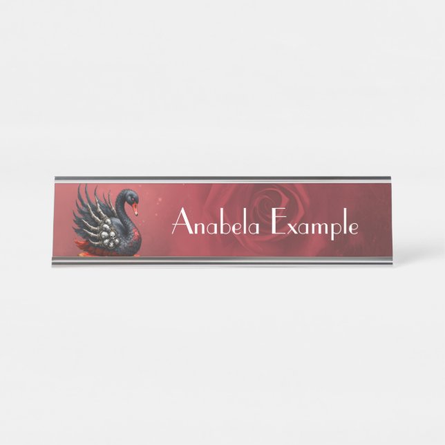 Placa De Mesa Cisne Negro de Ossos – Elegância Gótica (Frente)