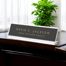 Placa De Mesa Classe Profissional Elegante Moderno Branco Negro
