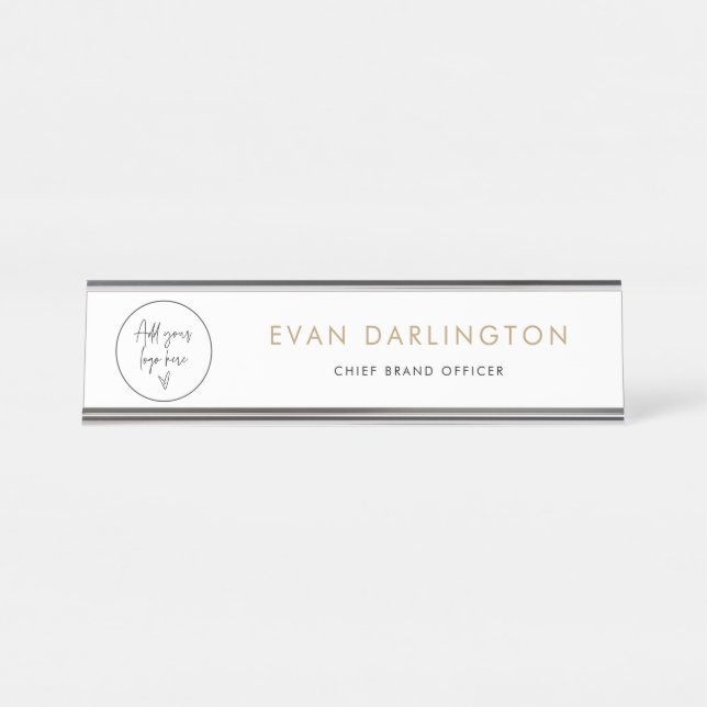Placa De Mesa Classic Gold Business Logo Company Name Plate (Frente)