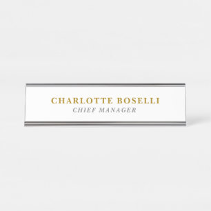 Placa De Mesa Clássico Minimalista Profissional Cor Dourada