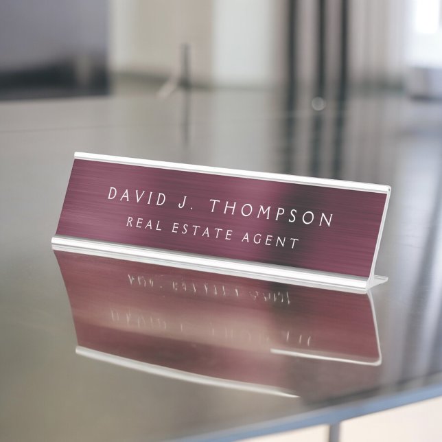 Placa De Mesa Classy Modern Executive Burgundy Professional (Criador carregado)