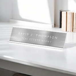 Placa De Mesa Classy Modern Executive Silver Professional