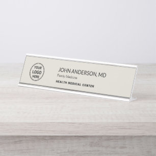 Placa De Mesa Clínica de Saúde Médica Médico Neutro Bege