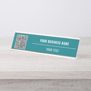 Placa De Mesa Código QR personalizado Nome do Business Desk Mode