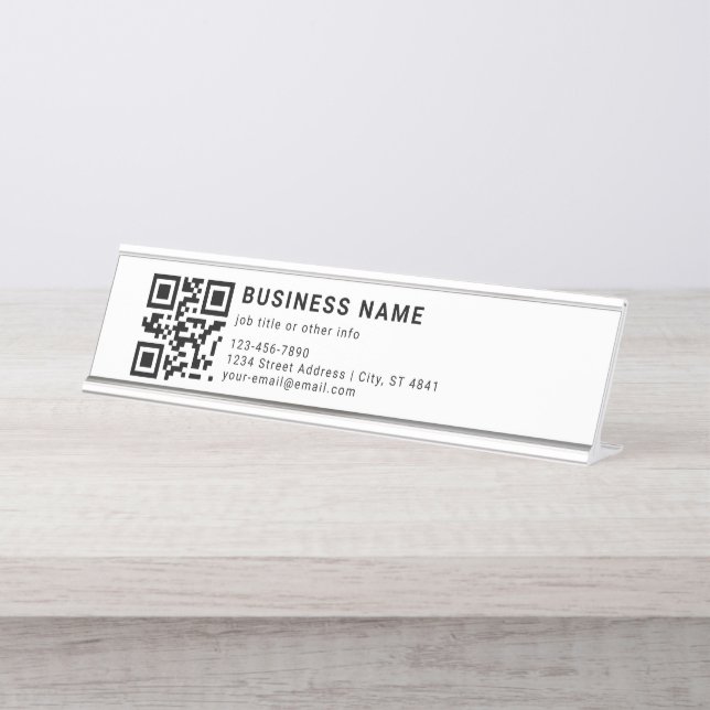 Placa De Mesa Código QR Promocional Empresarial (Frente)
