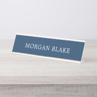 Placa De Mesa Consultor Minimalista Azul Branco