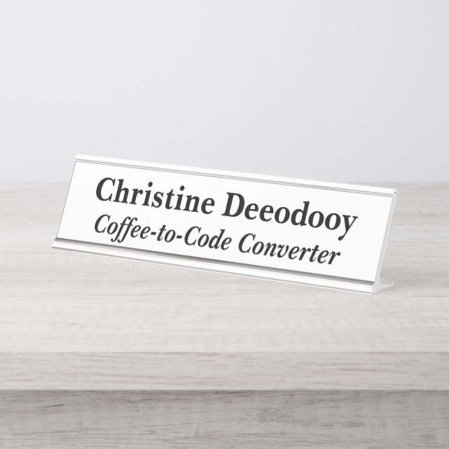 Placa De Mesa Conversor de Café para Código Branco e Divertido (Frente)