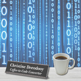 Placa De Mesa Conversor de Café para Código Preto Divertido
