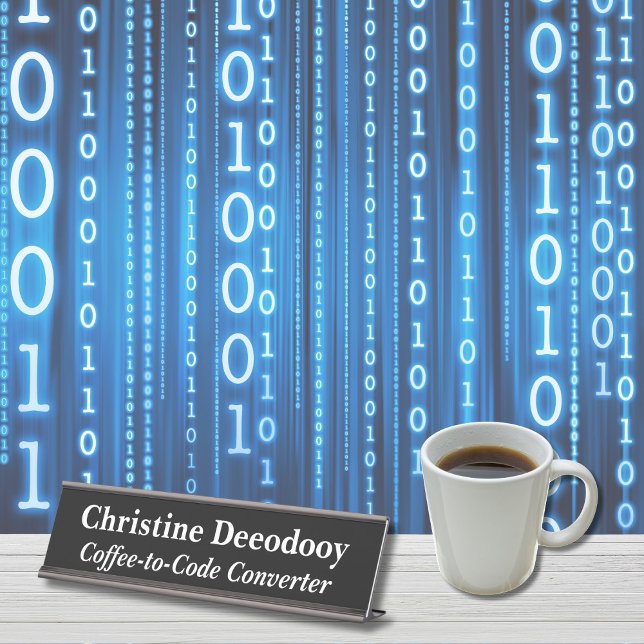 Placa De Mesa Conversor de Café para Código Preto Divertido (Criador carregado)