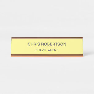 Placa De Mesa Cor de Creme Minimalista do Agente de Viagem Simpl