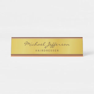 Placa De Mesa Cor de ouro profissional caligrafia manuscrita