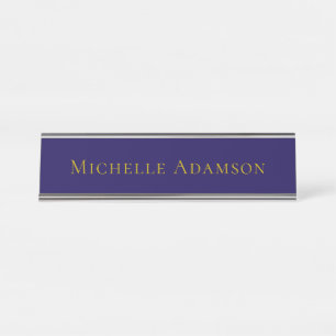 Placa De Mesa Cor Profissional Moderno Simples Azul & Dourado