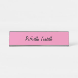 Placa De Mesa Cor rosa de nome personalizado minimalista